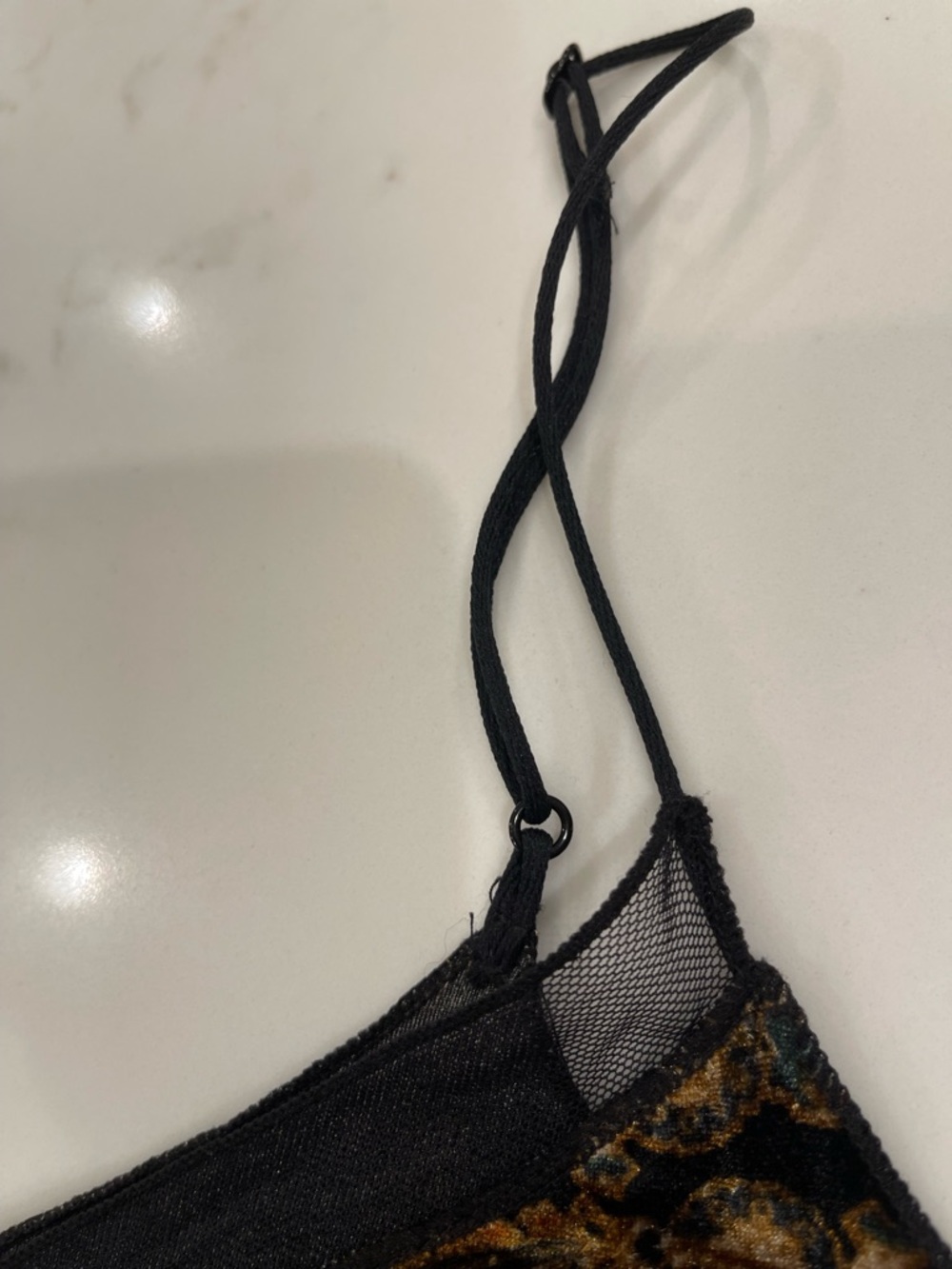 Worn once! Free People Women’s Black Paisley Velvet Cami Tank Top - Picture 5 of 11